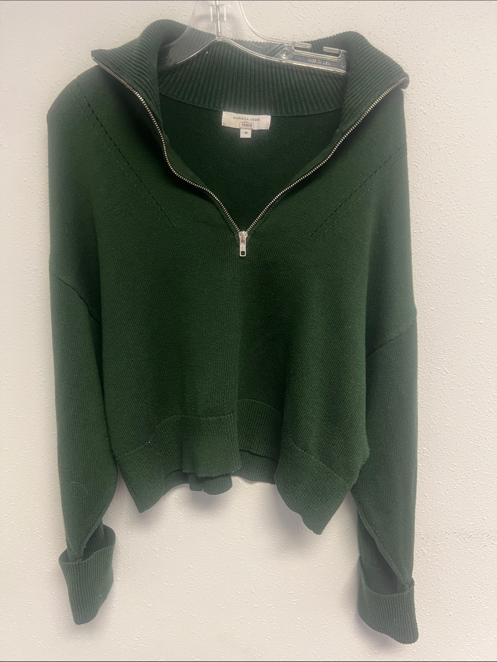 Marissa Webb Forest Green Half-Zip Cowl Sweater